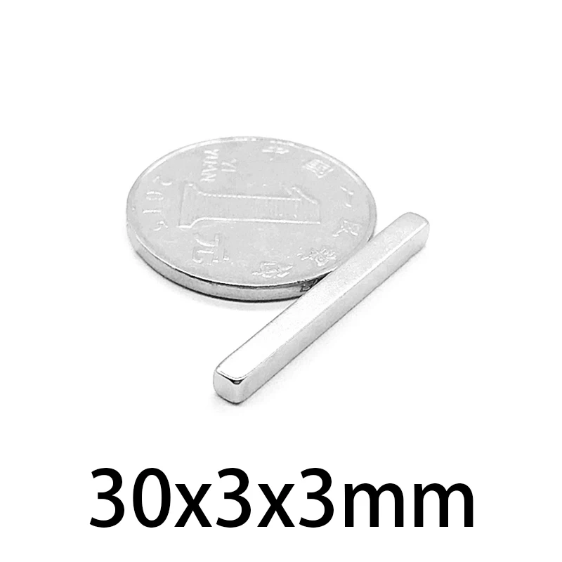 30x3x3mm Sheet Powerful Magnets 30*3*3 Strong Block Magnets For Fridge DIY Building Scientific Craft 30x3x3