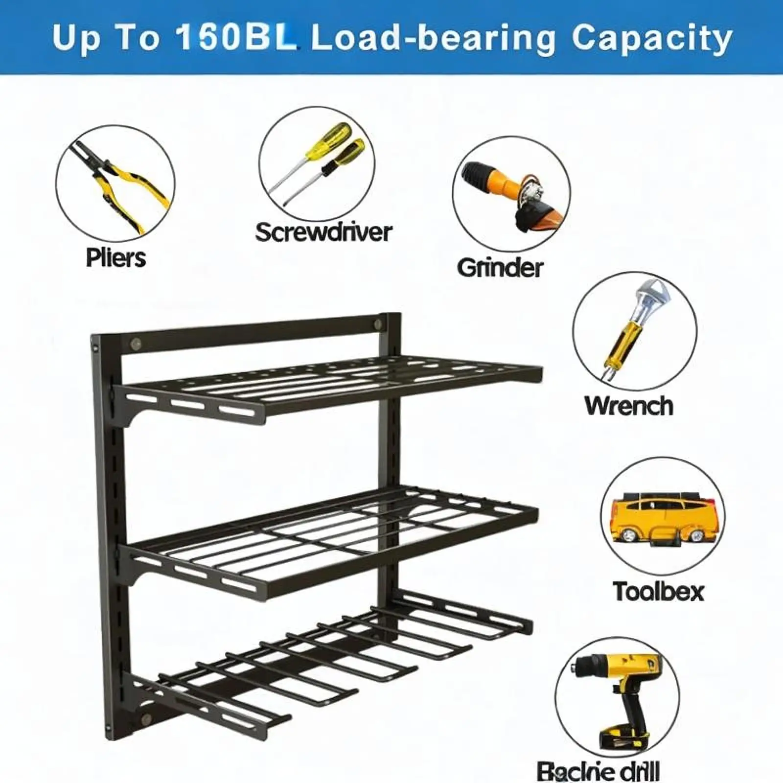 3 Layer/ 2 Layer Wall Mounted Sorting Rack Household Electric Tool Storage Rack For Power Tool Easy Access Display Tool Rack