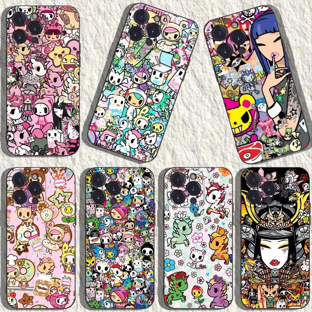 

Japan T-Tokidokis Phone Case For iPhone 17,16,15,14,13,12,11,Plus,Pro Max,XS,X,XR,SE,Mini,8,7,Soft Silicone Black Cover