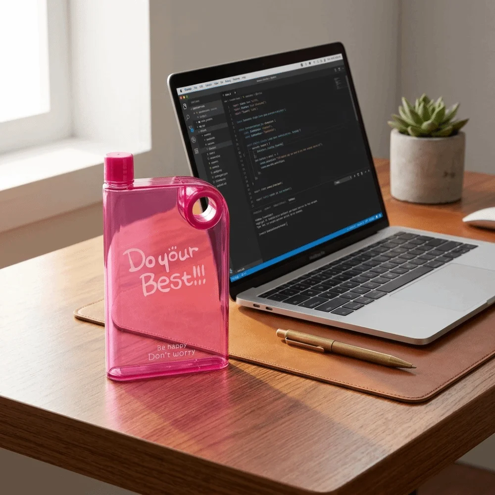 Space Saving 420Ml Creative Bottle Leakproof Square Outline Water Vessel Lightweight Smooth Drinking Cup Travel