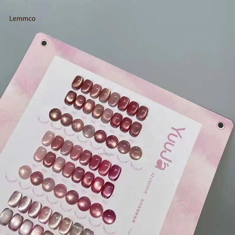YUUJA rose 32 pièces * 15ML ensemble de vernis Gel oeil de chat avec carte de couleur Gel magnétique Laser de luxe tremper UV LED vernis à ongles Kit de Gel UV