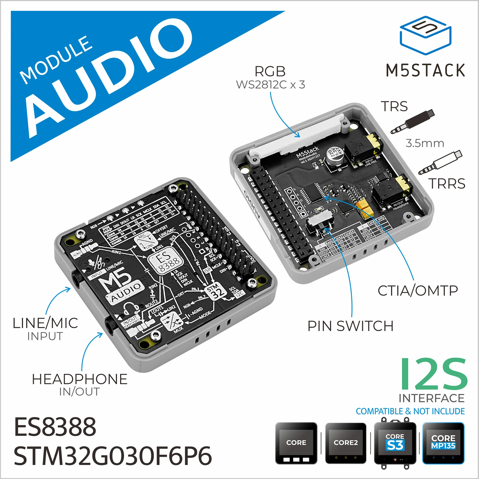 

M5Stack Official Audio Module (ES8388)