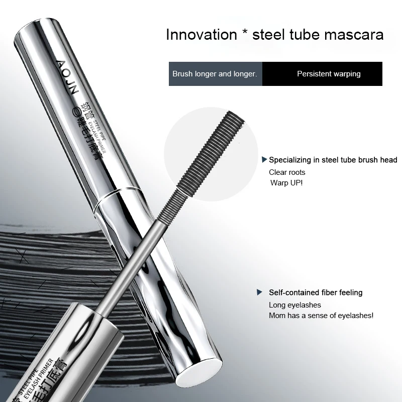 Mascara tube en acier, imperméable, allongeant et recourbé, formule volumisante pour cils solides, définis et brosse spirale tenue toute la journée