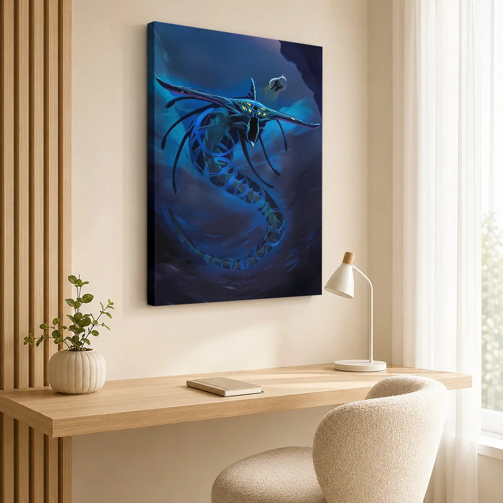 Leviathan And Submarine In Deep Sea Framed Canvas Print Poster Customized Modern Aesthetic Wall Paintings Decoration for Office