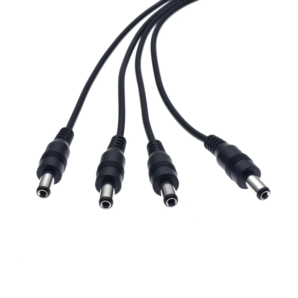 DC 1 Female to 4 Male Way Output Power Splitter Cable Y Adapter for CCTV Security Cameras and LED Strip Lights