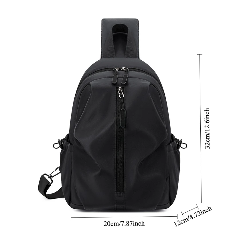Chest Bag for Men Water Repellent Nylon Breathable Adjustable Strap Multi Compartment Work Commute Shopping Cycling Outdoor Use