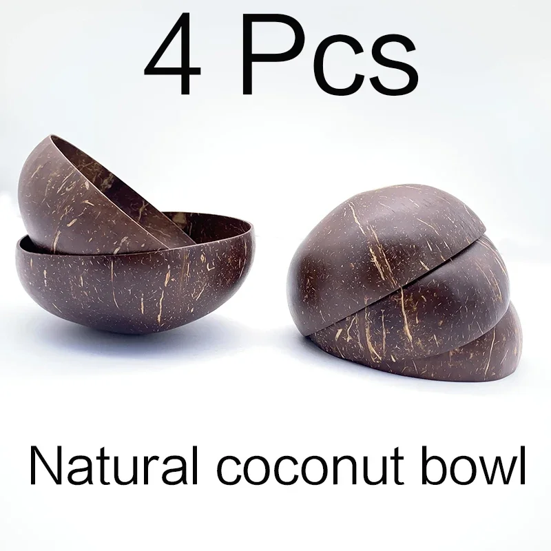 Creative Natural Coconut Bowl,Smoothie Bowl Wood Set,Eco Friendly,Fruit Salad Noodles Rice Ice Cream Tableware,Decoration Bowl