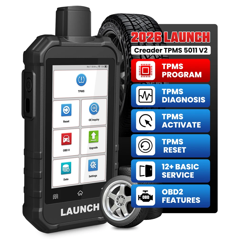 LAUNCH X431 Creader 5011 V2 TPMS-Tool TPMS-Sensor (315+433MHz) Lese-/Aktivierungs-/Neulern-/Reset-Scanner-Tool mit 12 Reset-Diensten