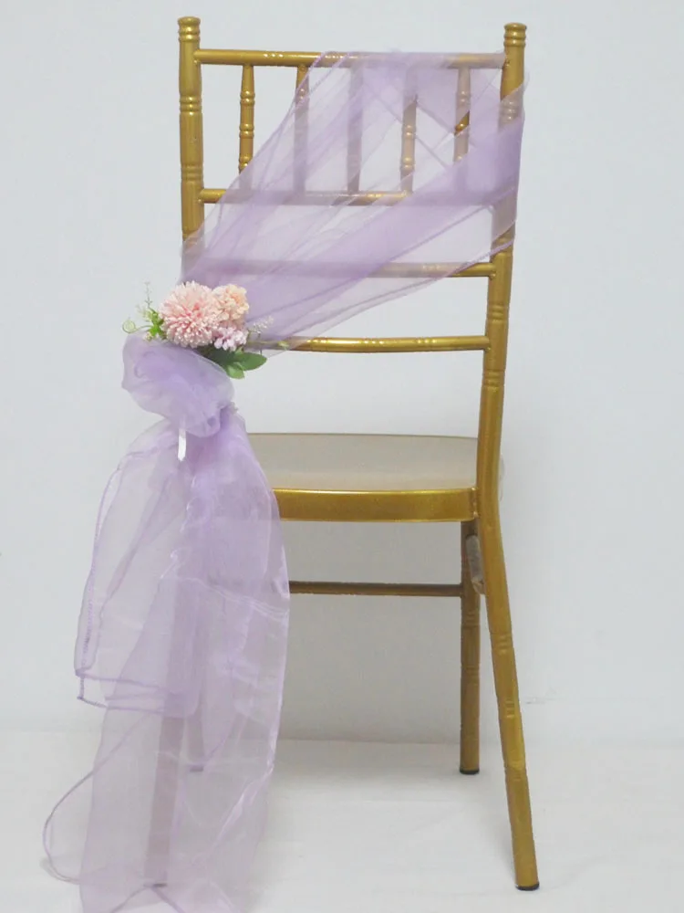 20pcs Organza Chair Sash For Wedding Mariage Party Arches Decor 65x275cm Christmas Birthday Banquet Butterfly Bow Knots Sashes