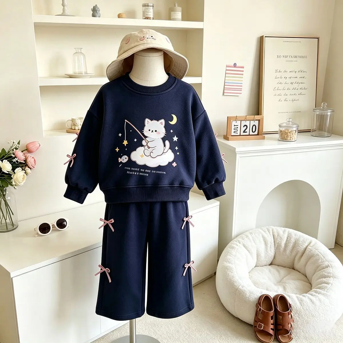 Mädchen-Sweatshirt & Hosen-Set mit Cartoon-Häschen-Print – Zweiteiliges Outfit mit langen Ärmeln für Frühling und Herbst, lässige Kinderkleidung – Detail 7