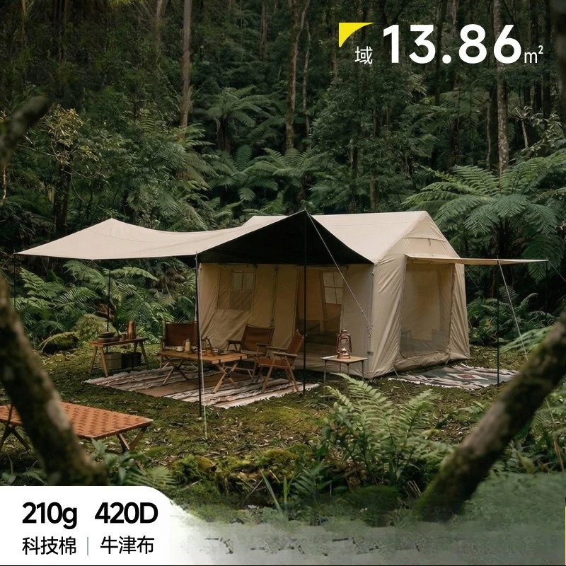 Camping 13.86 inflatable tent with canopy for 6-8 people, one-bedroom one-living room for camping starry sky