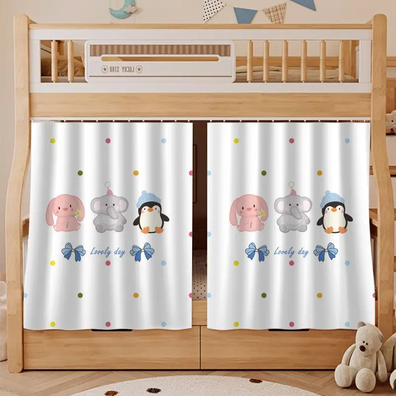 VIKAMA Cartoon Animal Printed Bunk Bed Curtain Kids Loft Bed Privacy Curtain Dorm Blackout Partition Curtain Bedroom Home Decor