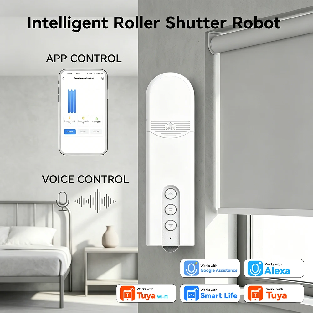 

WiFi Smart Roller Blinds Motor Works withTuya Smart Life App Remote Timing Voice Control Auto Lift Shade Driver Wireless Curtain