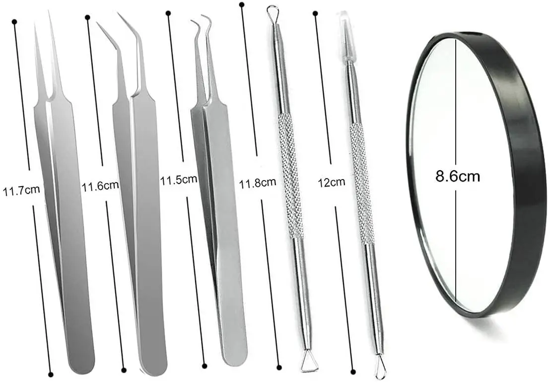 16pcs Blackhead Remover Kit for Pimple Popper Comedone Acne Tweezers Extractor Tools Remove Whitehead Spot Pimple Zit Ingrown