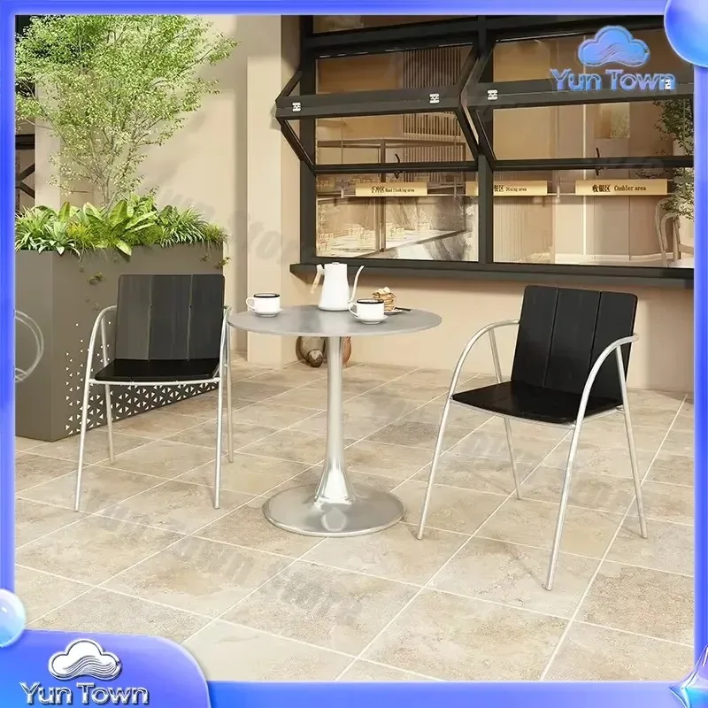 Modern Wrought Iron Table and Chair Set for Milk Tea Shop Cafe B&B Restaurant Outdoor Balcony Courtyard Furniture