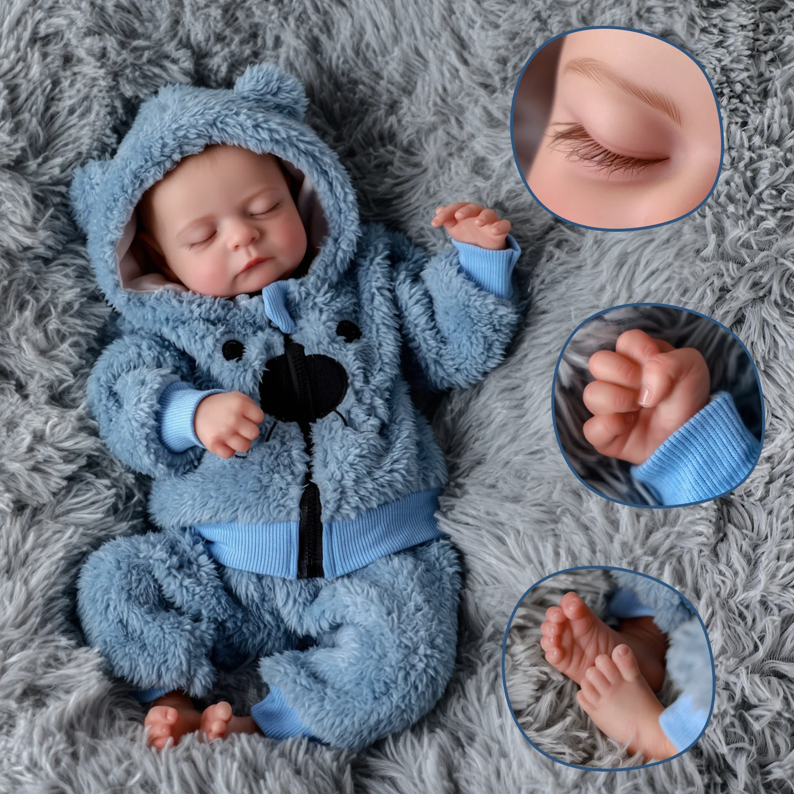 20-Inch Reborn Baby Doll, 3D Skin Texture, Premium Handcrafted Details, Realistic Baby Doll, Posable Figure, Soft Touch Vinyl Lifelike Baby Doll with Outfits And Gift Set, Ideal for Display Show, Art Collection, Role Play, And Holiday Gifts - view 3