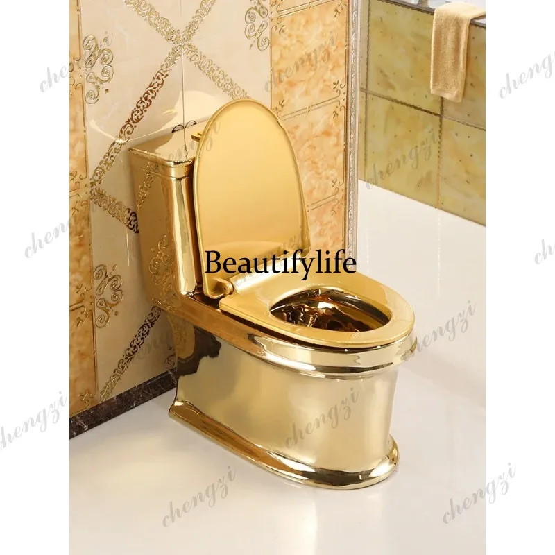 Z138 Tuhao Gold Flush Toilet Creative Color Toilet Deodorant Ceramic Mute Toilet Siphon Super for Swirling-Style