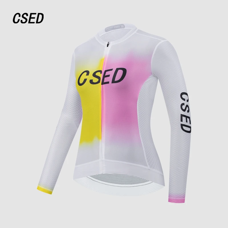 

CSED Women's Long Sleeved Cycling Jersey Summer Breathable Quick Dry Slim Fit Bike Riding Clothing Soft Cycling Wear