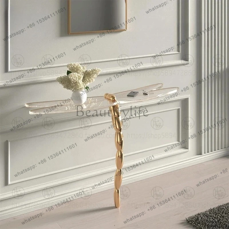 

Foyer Acrylic Dragonfly Entrance Living Room Butterfly Coffee Table Entrance Table Solid Wood Light Luxury Modern Table