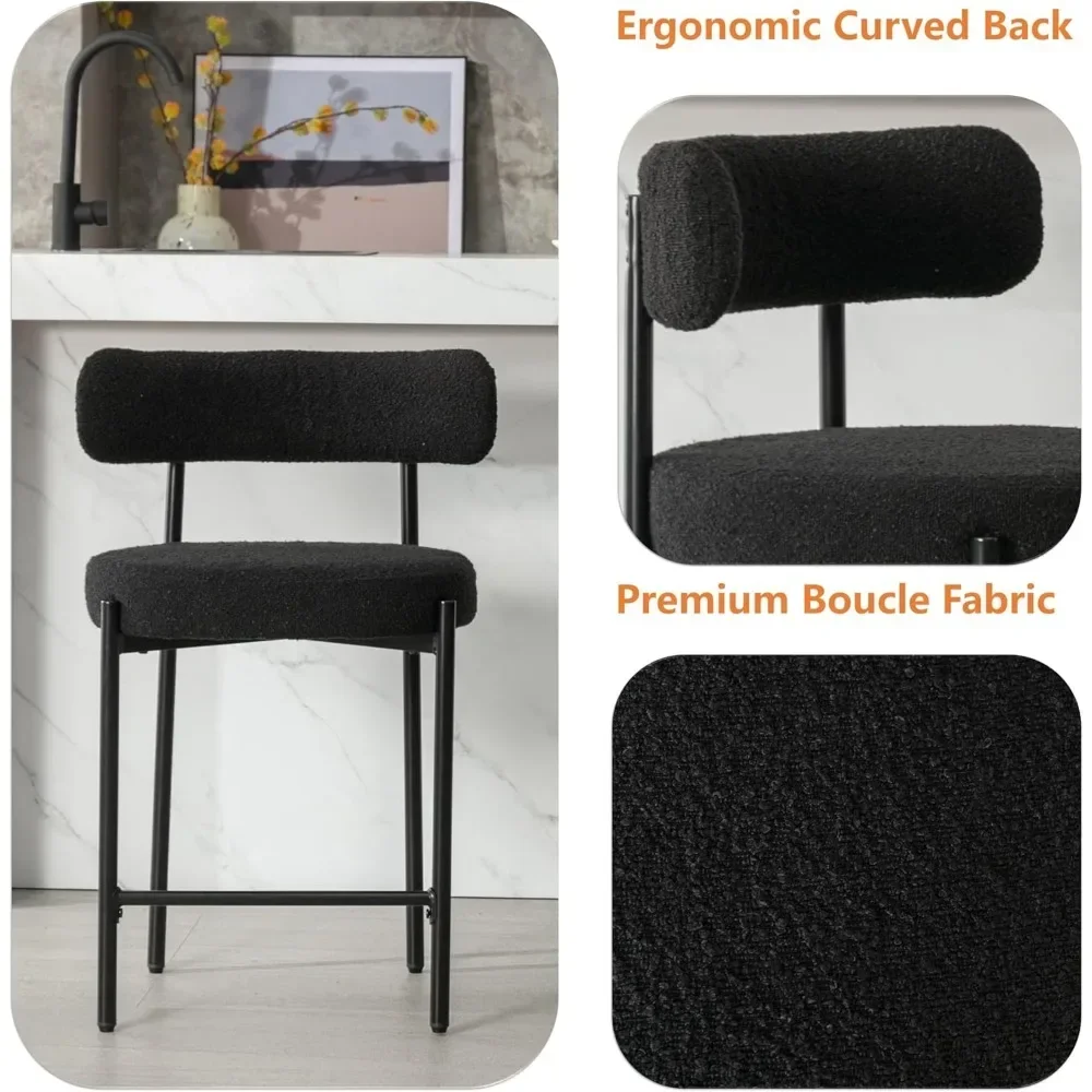 High Quality Counter Stools Set of 3, Black Bar Stools with Backs, for Kitchen Island/Kitchen Counter