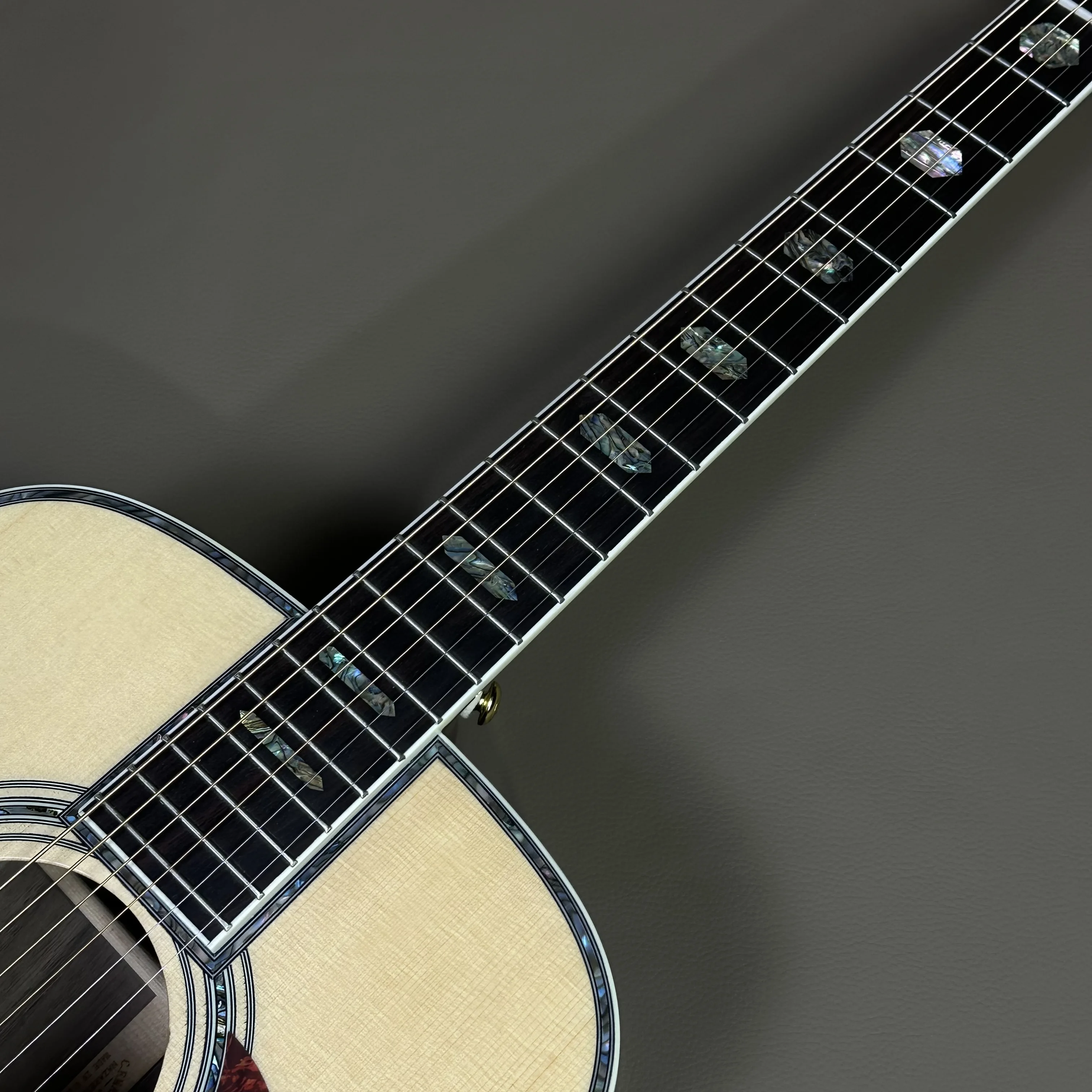 Deluxe Edition Handmade D45 Acoustic Guitar Natural Spruce Top Folk Guitar Country Style, Bone String Nut Rosewood Fingerboard