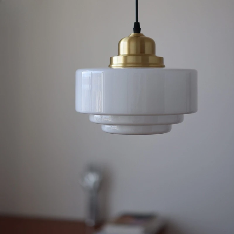 Vintage Brass Milky Glass Pendant Lights LED Cafe Bar Counter Restaurant Bedroom Bedside Balcony