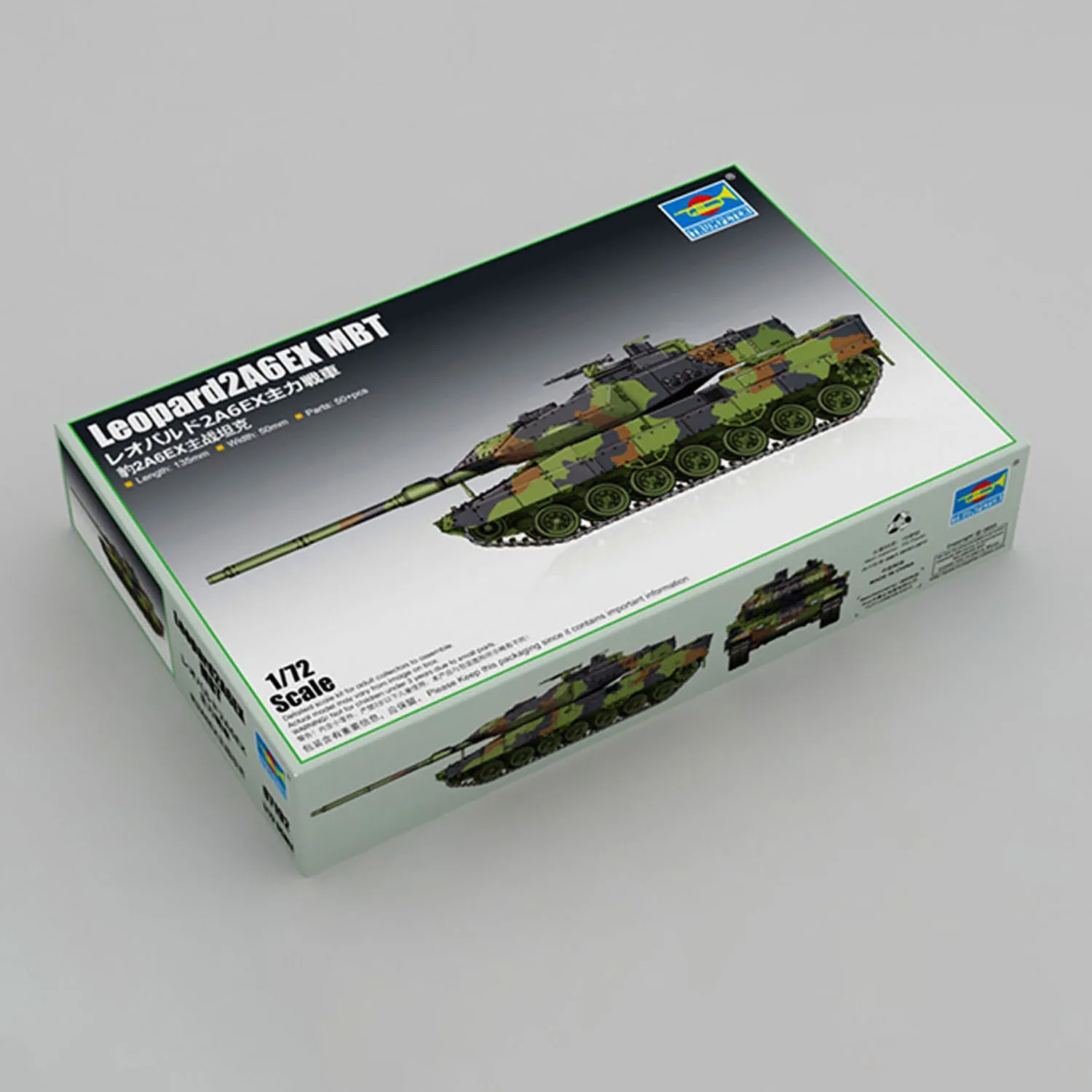 

1/72 Scale Plastic Trumpeter Leopard2A6EX MBT Main Battle Tank Tracked Vehicles Static Display Model Building Kits Toys