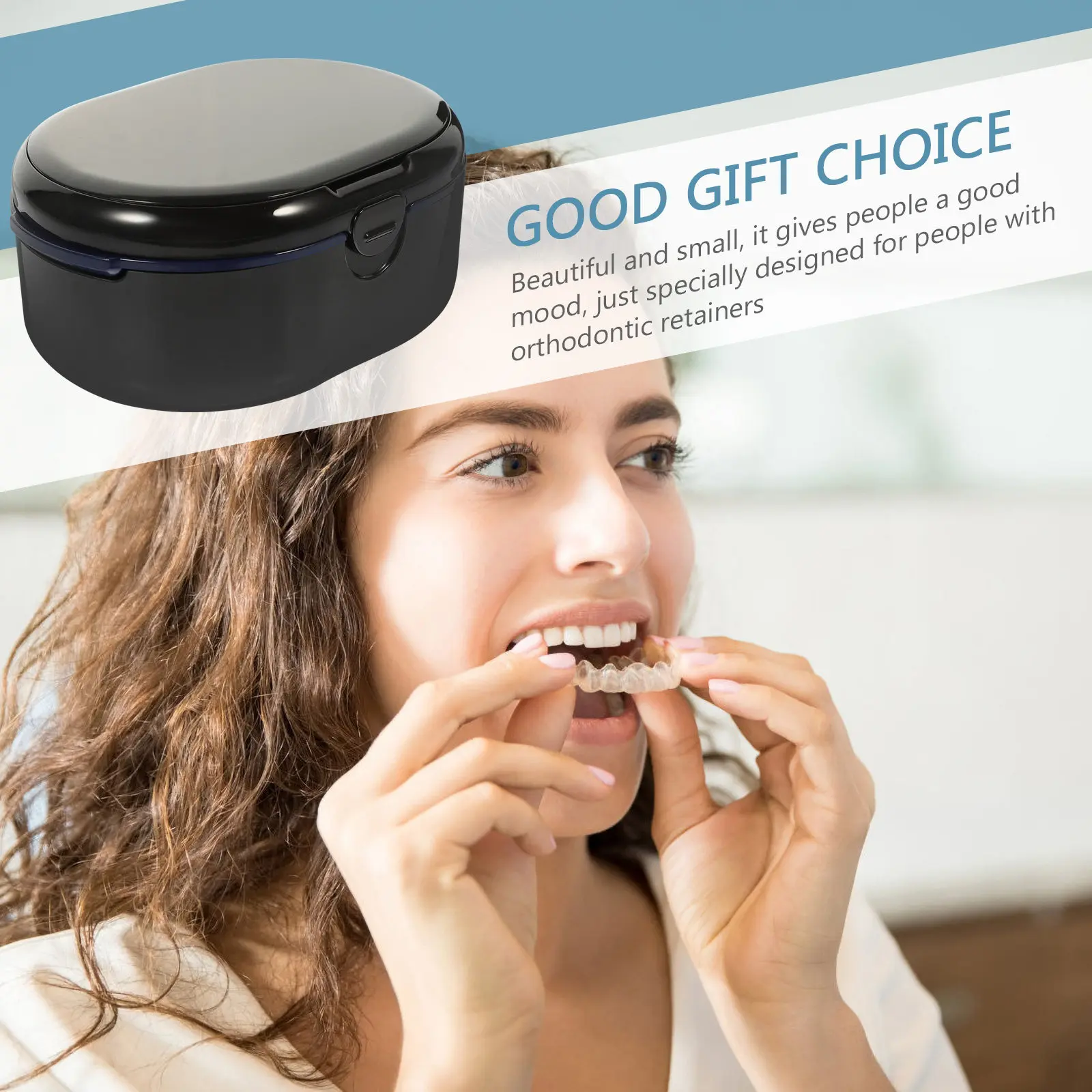 

Портативный футляр для ортодонтических ретейнеров и зубных протезов, двухслойный, с дренажем, моющийся, устойчивый к царапинам, компактный