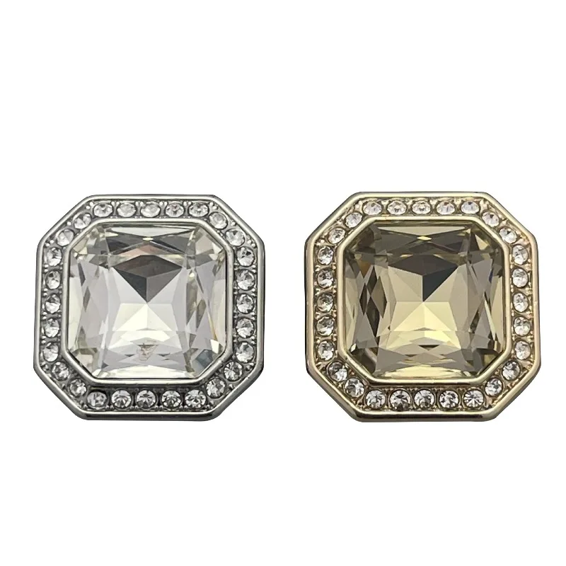 2 قطعة أزياء وأنيقة مضلع مربع حجر الراين سبائك الزنك زر DIY بها بنفسك الملابس فساتين جاكيتات شيونغسام الجينز قبعة أكياس