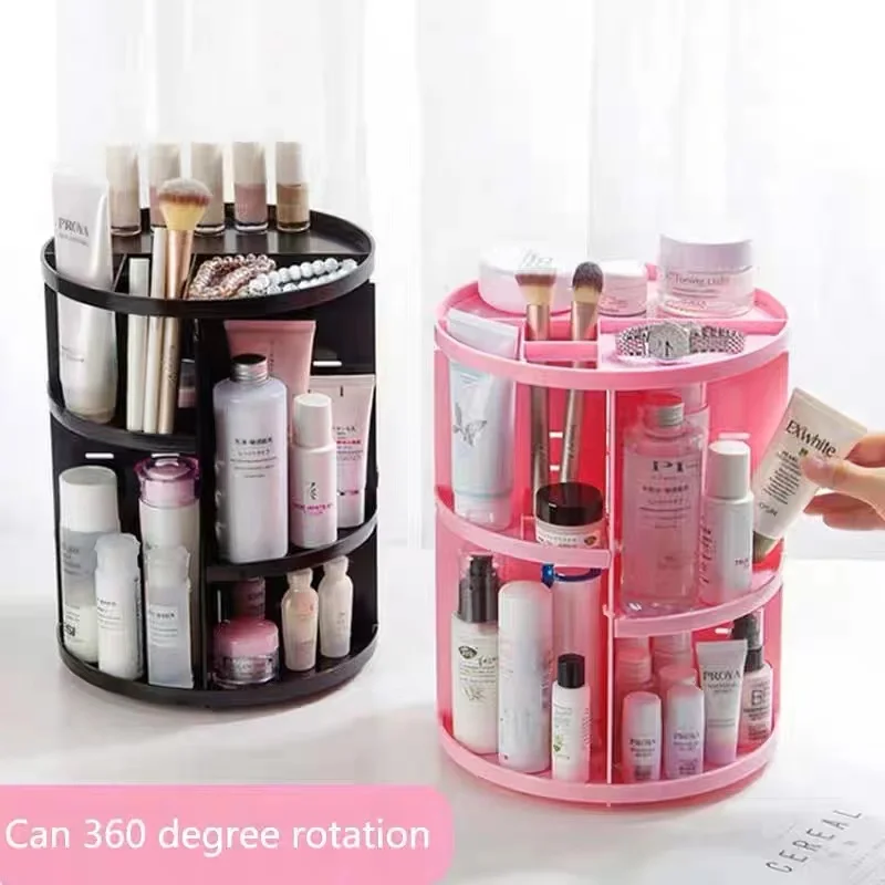 360° Rotating Makeup Organizer Cosmetic Storage Display box DIY Adjustable Spinning Holder Large Capacity Make up Shelf