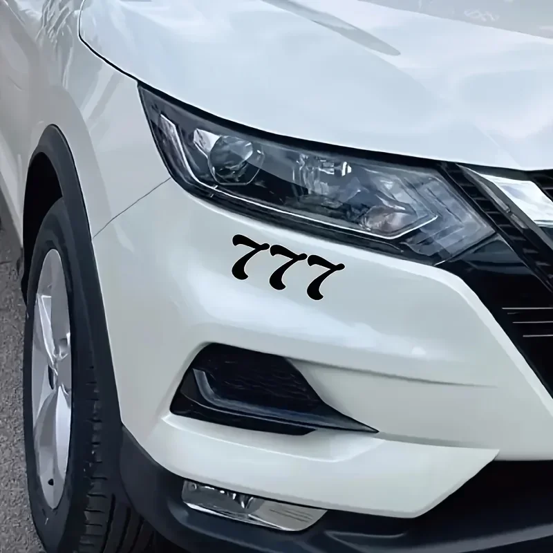 1PC "777" Auto Moto Sticker, Black Number Design Decal for Car Motorcycle, Exterior Customization Accessory