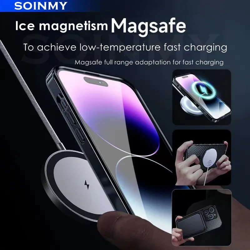 Heat Dissipation Cooling Magsafe Cases For iPhone 14 13 12 Pro Max 14 Pro Radiating Magnetic Adsorption Hollow Shockproof Cover