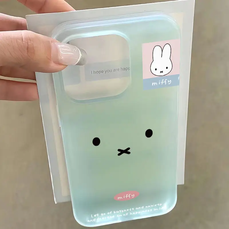 

Large hole frosted cute Miffy Rabbit phone case suitable for Apple 16/15/14/13 Promax phone case 12/11 soft x Toys for Gifts
