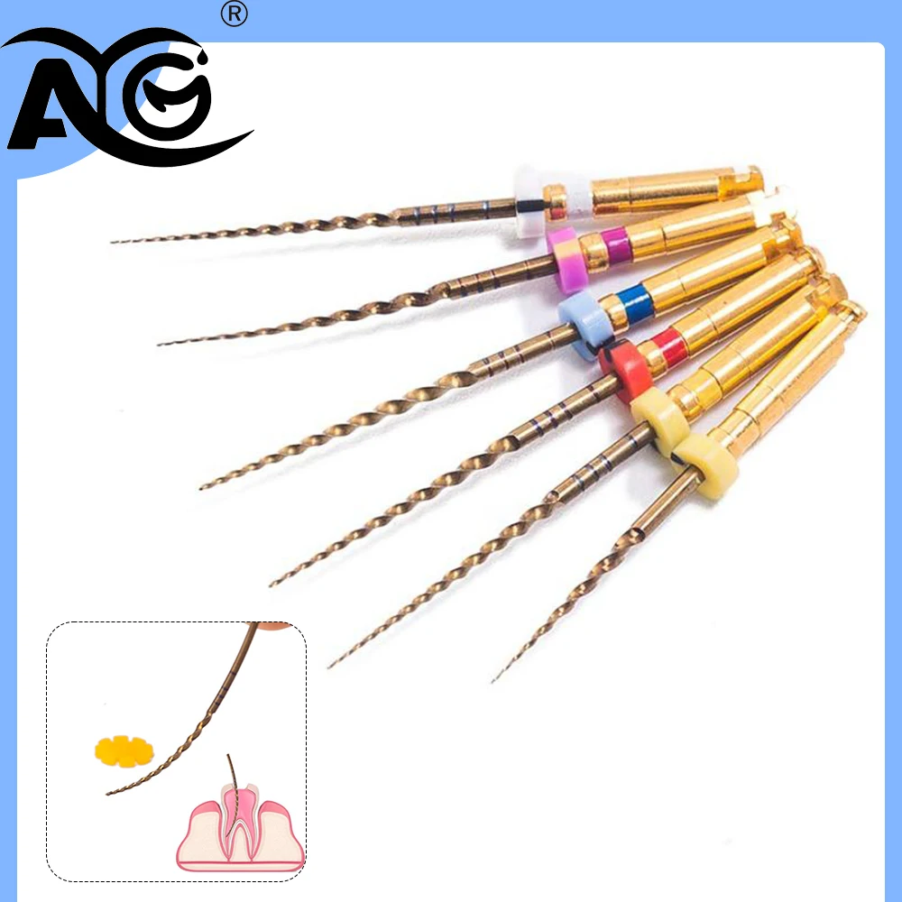 AG 19mm/21mm/25mm SX-F3 6Pcs/Box Denspay Dental Gold Flexible Files Golden Endodontic Super Rotary File Niti Dental Instrument