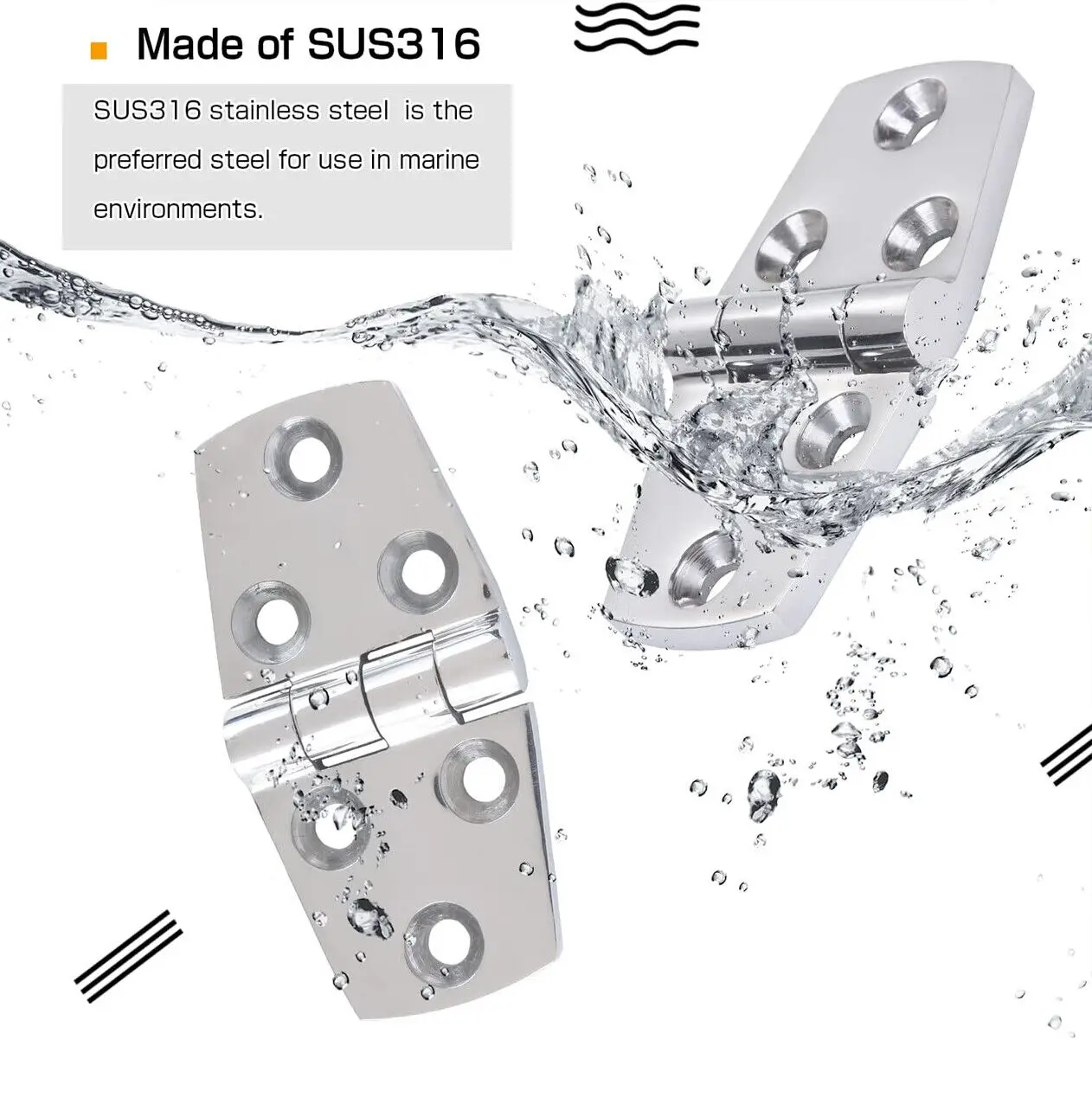 StainlessSteel316 Cast Door Strap Hinge76x38 Heavy Boat Hinge Deck 4.5mm Mirror Polishing Marine Hinges Boat Yacht Hardware