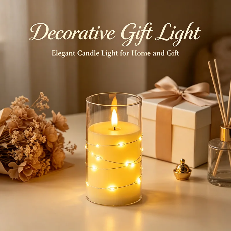 Flameless LED Candles Star String with Battery Realistic Flame Candle Light Camping Room Wedding Party Atmosphere Decoration