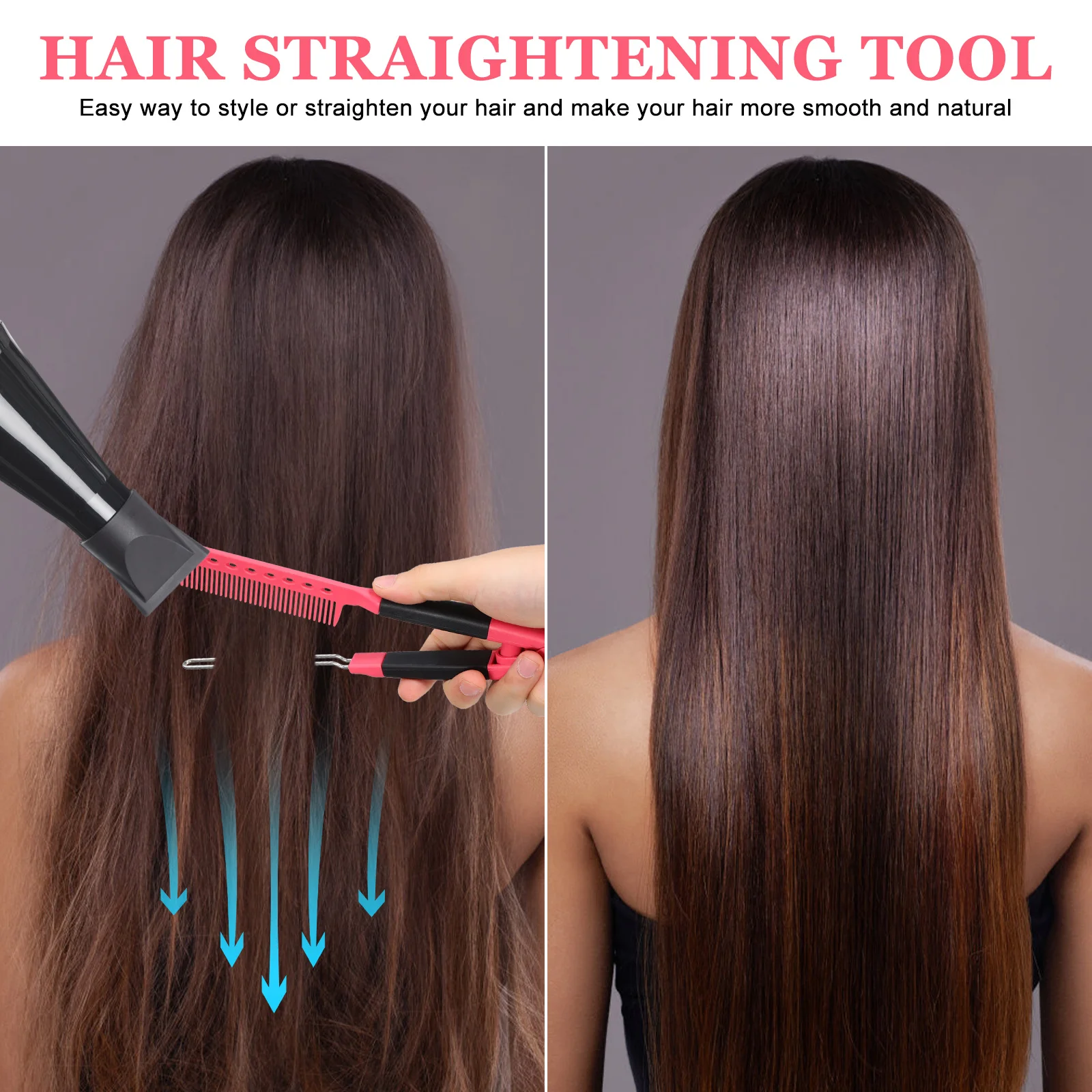 مشط فرد الشعر على شكل حرف V، جبيرة تمليس الشعر الاحترافية للنساء في صالونات التجميل المنزلية، لمسة نهائية طبيعية ناعمة #2