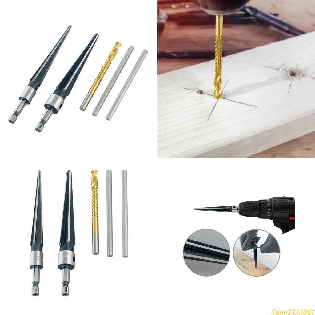 

Precise Woodworking Tapered Reamer Set,with T Handle 3-13mm & 5-16mm Carbon Steel Hexadecimal Shank for Guitar Tool 831F
