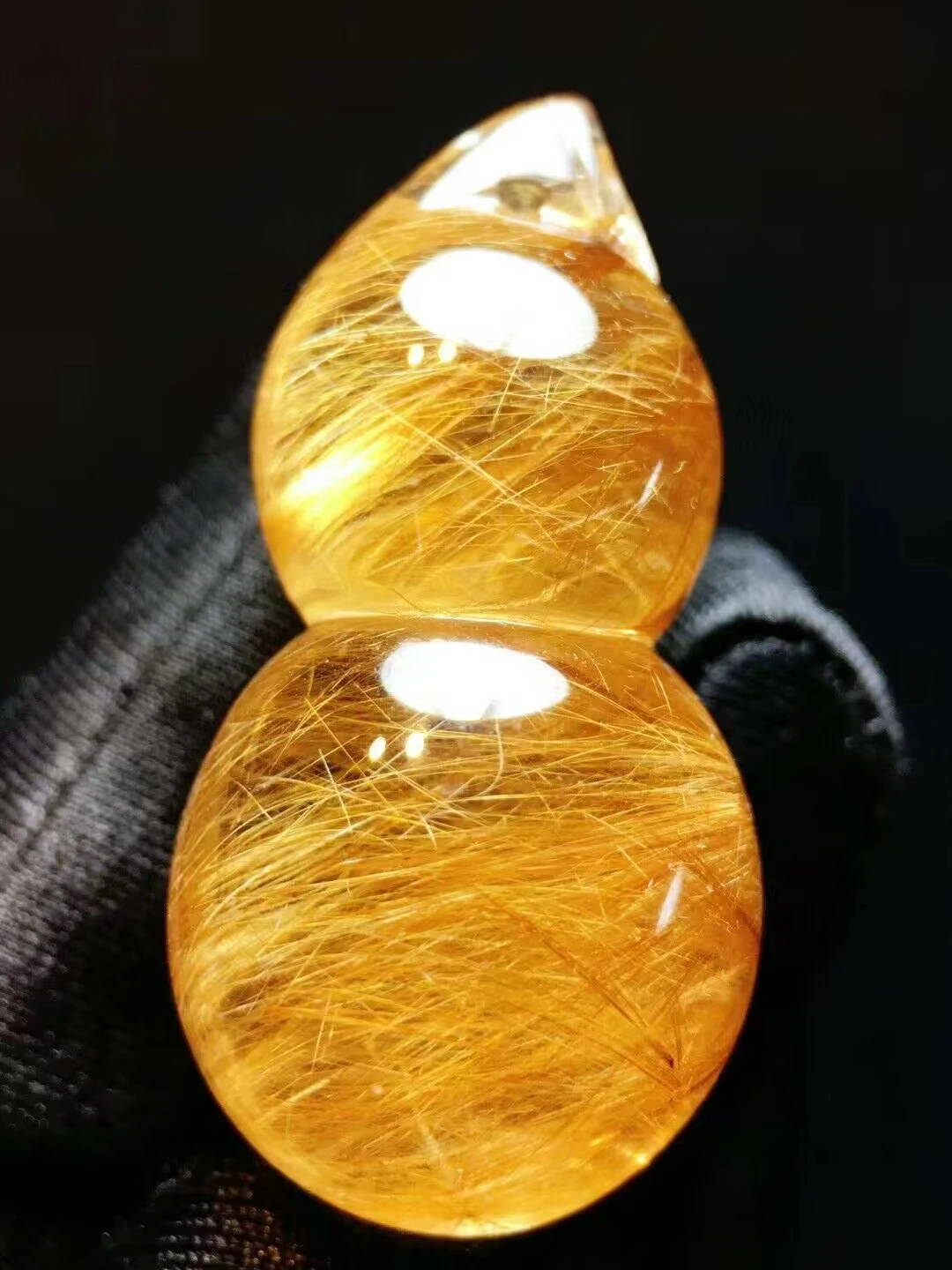 

Natural Gold Rutilated Quartz Pendant Rutilated Quartz Jewelry 41.3*21*18.1mmm Gourd Flower Men Women Brazil AAAAAAA