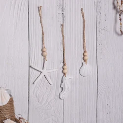 3PC Seahorse Starfish Shell Resin Ocean Ornaments Nordic Home Wall Decor Hanging Baby Nursery Room Beach Christmas Decoration
