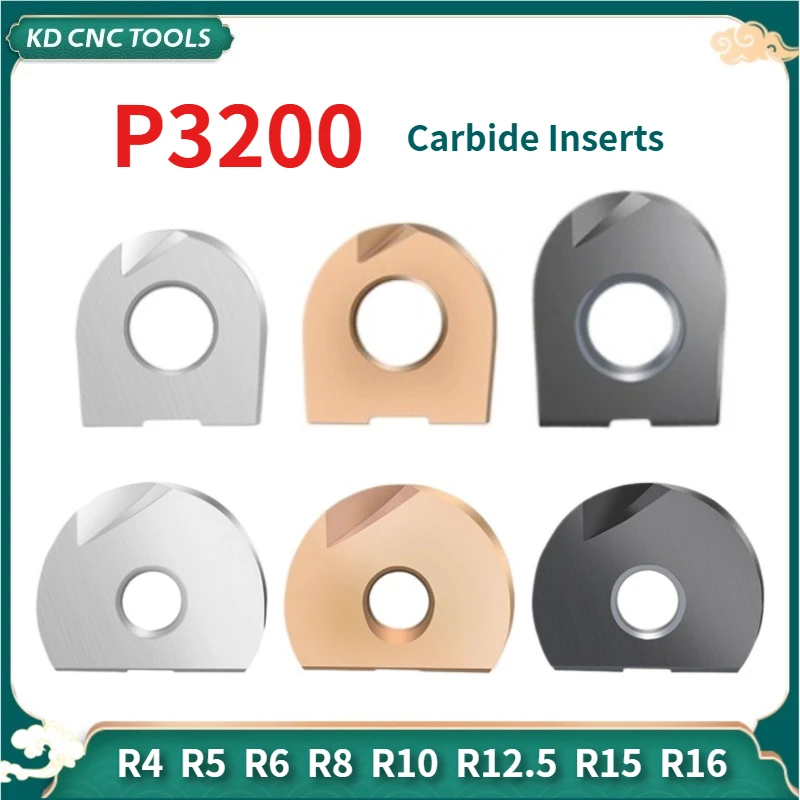 KD CNC T2139 كربيد إدراج نصف دائرة إدراج P3200 الكرة طحن إدراج R4/R5/R6/R8/R10/R15/R16 للصلب/الألومنيوم/الستانلس