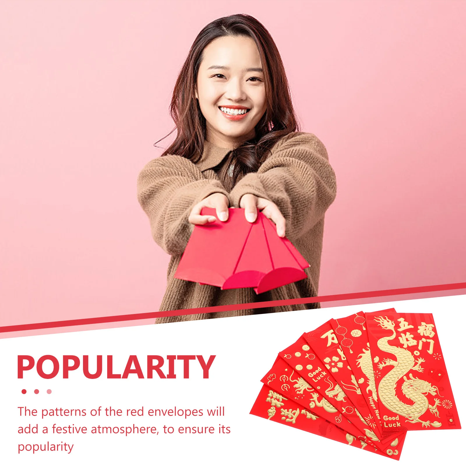 

30Pcs Red Envelopes Paper Chinese Lucky Money Bags 2024 Year Dragon Pattern Cash Envelopes Festival Red Packets Gift Giving