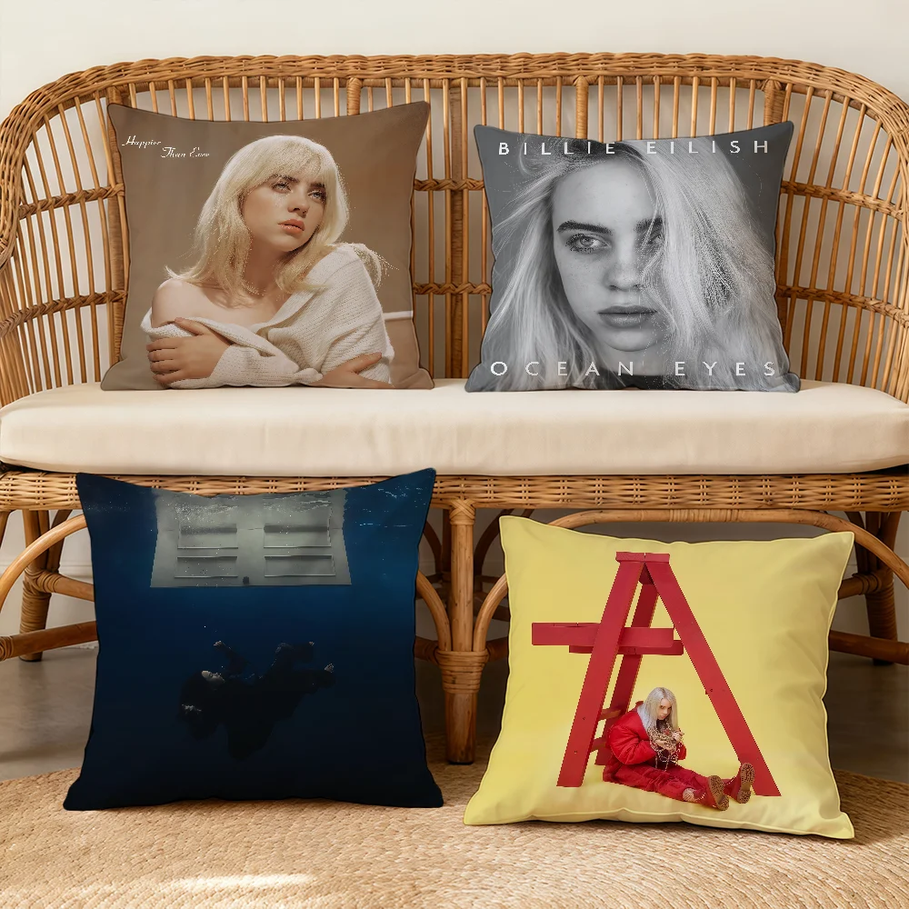 SINGER B-BillieS E-EilishS Cushion Cover Square Decorative Throw Pillow Case Sofa Bed Living Room Anniversary Gifts