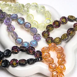 10Pcs 14mm Round Glass Crystal Beads Flower Daisy Shape Glossy Spacer Beads For DIY Charms Earrings Jewelry Making Supplies