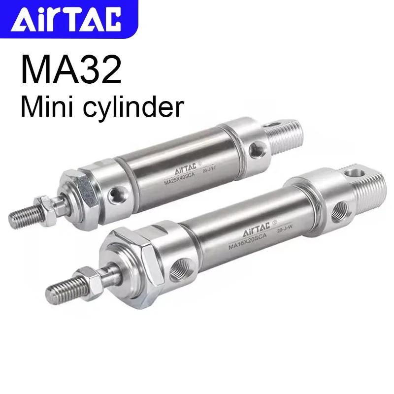 

AIRTAC Pneumatic MA32 Stainless Steel Mini Cylinder Stroke 20 25 30 40 50 75 100 125 150 160 175 200 300 400 500mm Double Acting