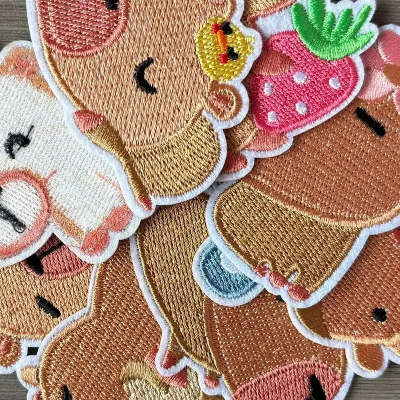 8 Pcs Cartoon capybara Series Iron on Embroidered Patches For on DIY Clothes Hat Jeans Sticker Sew decor Coat Applique