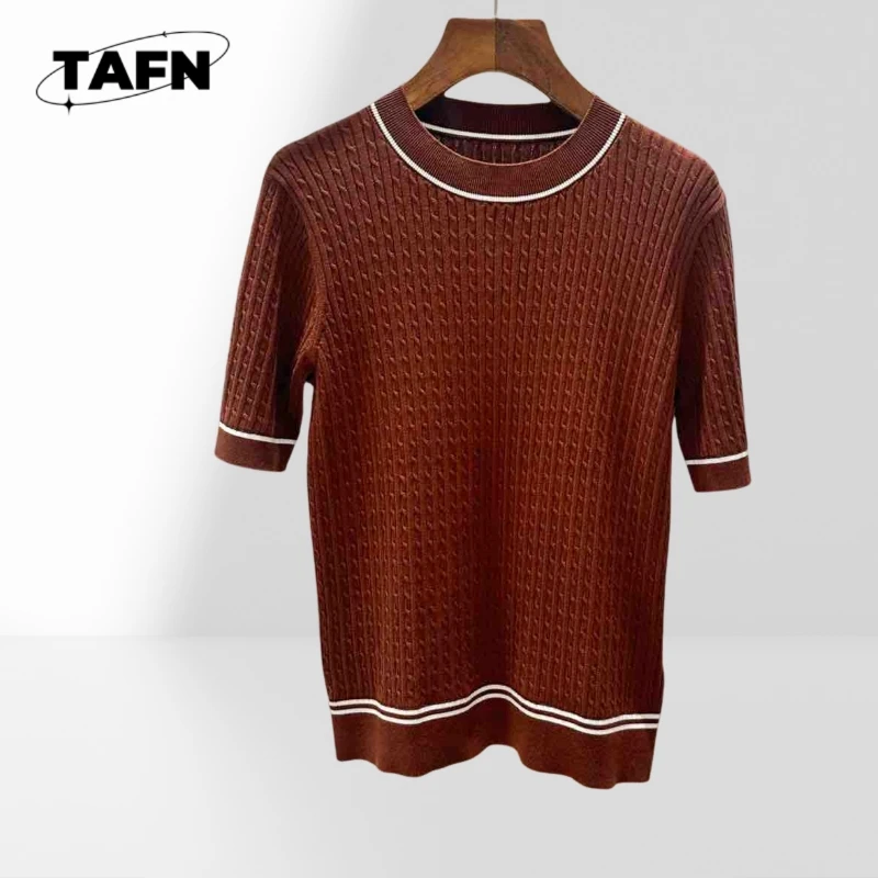 

25 Wool Advanced Texture Trendy Comfortable and Beautiful Fashion High-Quality Cashmere T-Shirt with Retro Design AD2120
