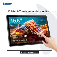 Unew 15,6 ""Monitor de pantalla táctil 1920x1080 60Hz 16:9 pantalla IPS HDMI tipo C VGA DVI para Raspberry Pi CCTV Industrial 75*75mm VESA