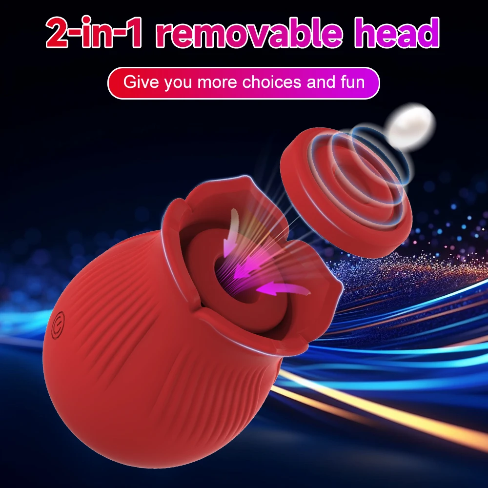 2 IN 1 Rose Flapping Vibrator Detachable Powerful Oral Nipple Clitoris Stimulator G-Spot Massager Sex Toys for Women Female