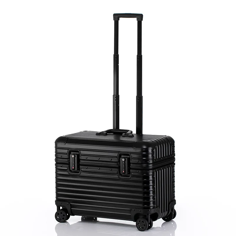 100% Aluminium Small Suitcase MiNi Boarding Case 20 Inch Camera Bag Trolley 18/22 Inch Top Opening Lid Luggage